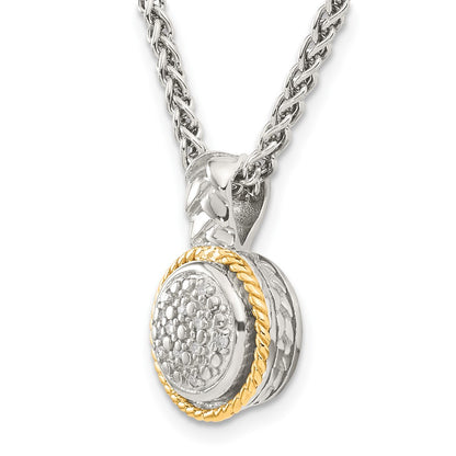14K/Silver Two Tone Shey Couture Sterling Silver Rhodium Plated With 14K Accent 18 Inch Polished Diamond Necklace