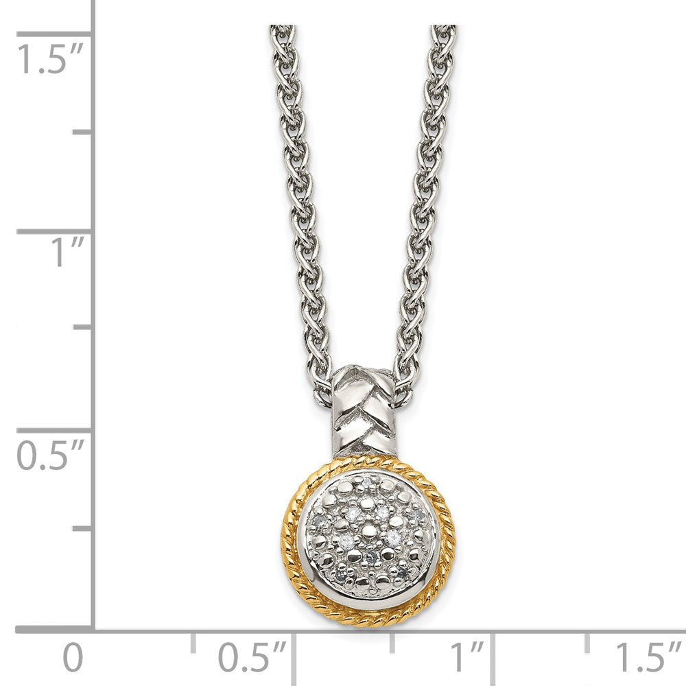 14K/Silver Two Tone Shey Couture Sterling Silver Rhodium Plated With 14K Accent 18 Inch Polished Diamond Necklace