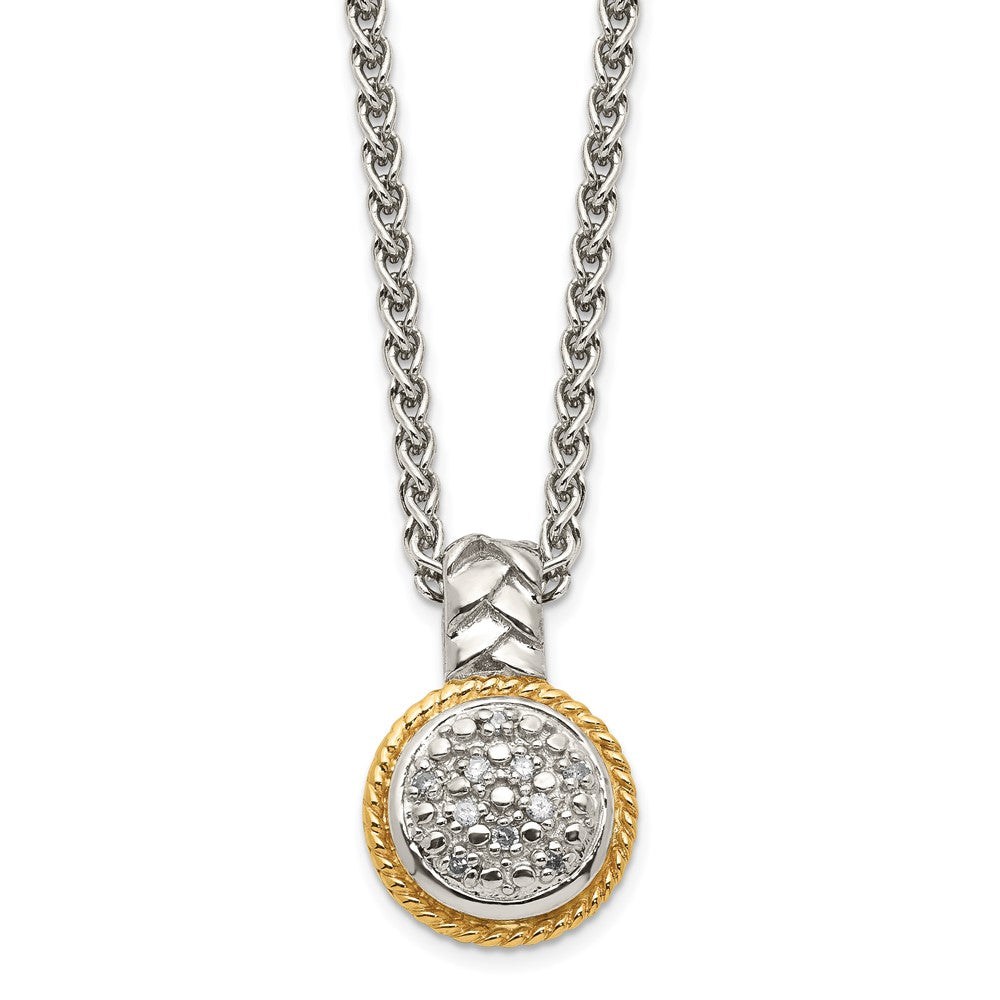 14K/Silver Two Tone Shey Couture Sterling Silver Rhodium Plated With 14K Accent 18 Inch Polished Diamond Necklace