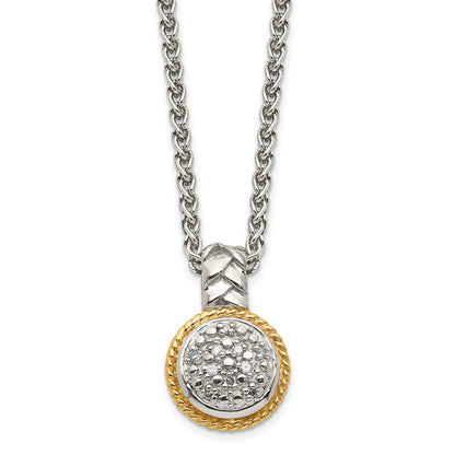 14K/Silver Two Tone Shey Couture Sterling Silver Rhodium Plated With 14K Accent 18 Inch Polished Diamond Necklace
