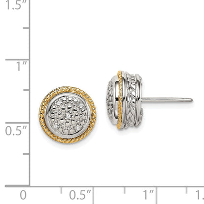 14K/Silver Two Tone Shey Couture Sterling Silver Rhodium Plated With 14K Accent Polished Diamond Post Earrings