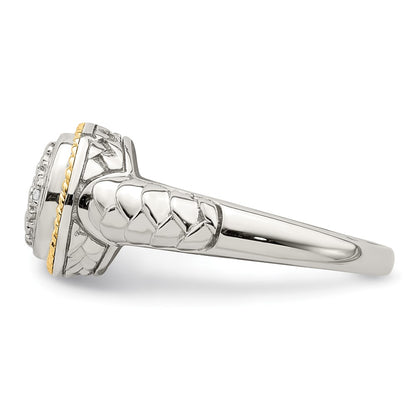14K/Silver Two Tone Shey Couture Sterling Silver Rhodium Plated With 14K Accent Polished Diamond Ring
