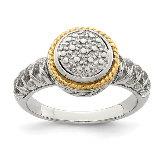 14K/Silver Two Tone Shey Couture Sterling Silver Rhodium Plated With 14K Accent Polished Diamond Ring