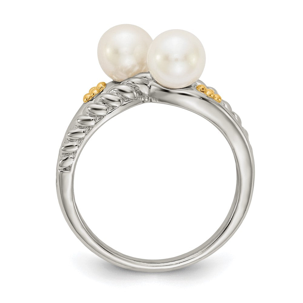 14K/Silver Two Tone Shey Couture Sterling Silver With 14K Accent Polished 6mm White Freshwater Cultured Pearl Ring
