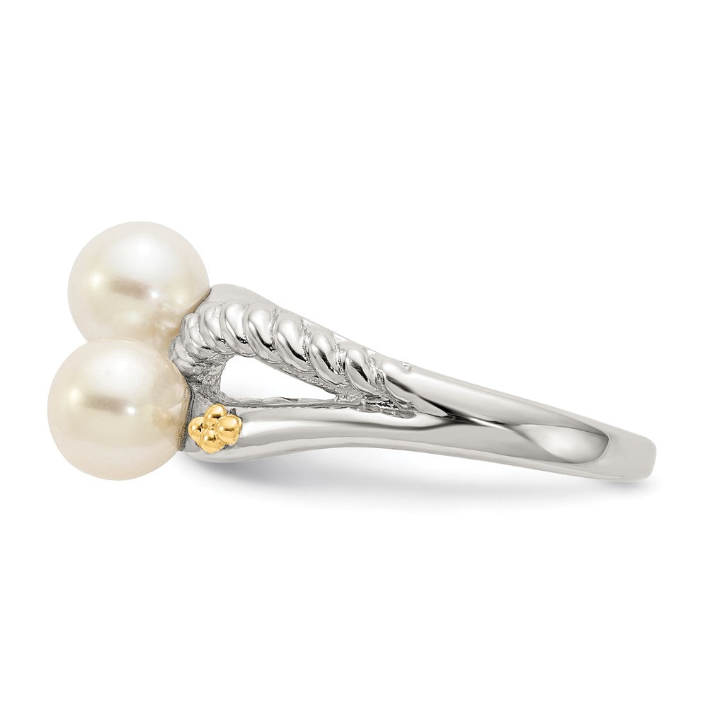 14K/Silver Two Tone Shey Couture Sterling Silver With 14K Accent Polished 6mm White Freshwater Cultured Pearl Ring