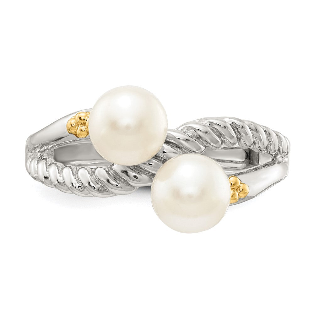 14K/Silver Two Tone Shey Couture Sterling Silver With 14K Accent Polished 6mm White Freshwater Cultured Pearl Ring