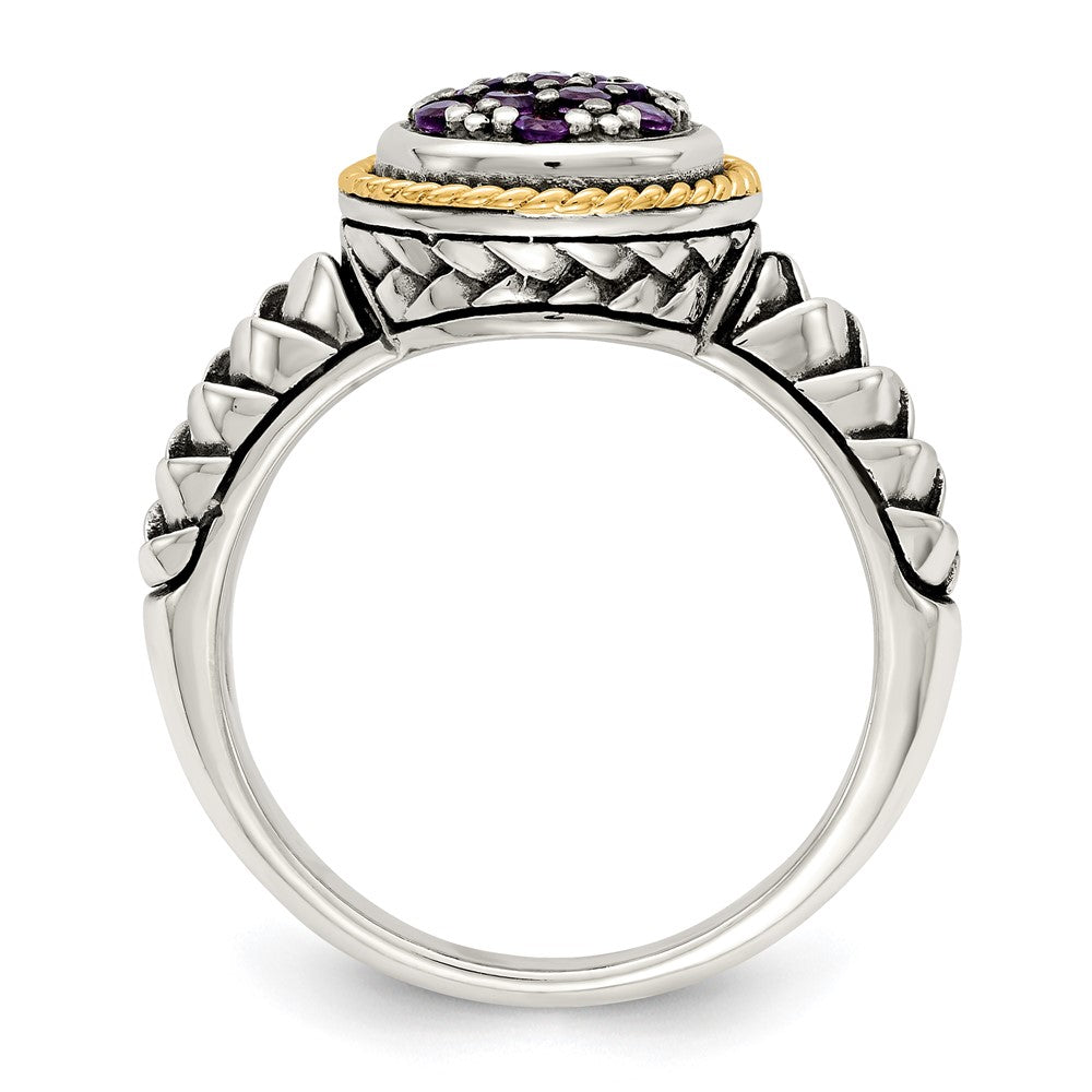 14K/Silver Two Tone Shey Couture Sterling Silver With 14K Accent Antiqued Pav‚Äö Amethyst Ring