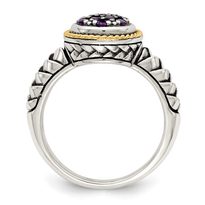 14K/Silver Two Tone Shey Couture Sterling Silver With 14K Accent Antiqued Pav‚Äö Amethyst Ring