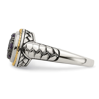 14K/Silver Two Tone Shey Couture Sterling Silver With 14K Accent Antiqued Pav‚Äö Amethyst Ring