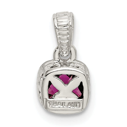 14K/Silver Two Tone Shey Couture Sterling Silver Rhodium Plated With 14K Accent Polished Cushion Cut Rhodolite Garnet Pendant