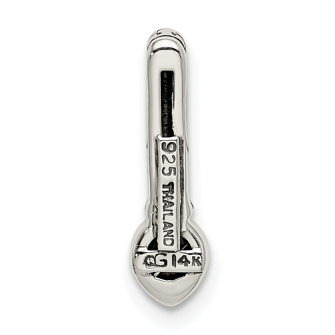 14K/Silver Two Tone Shey Couture Sterling Silver Antiqued With 14K Accent Polished Created Emerald Chain Slide Pendant