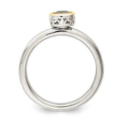 14K/Silver Two Tone Shey Couture Sterling Silver Rhodium Plated With 14K Accent Polished Cushion Cut Aquamarine Ring