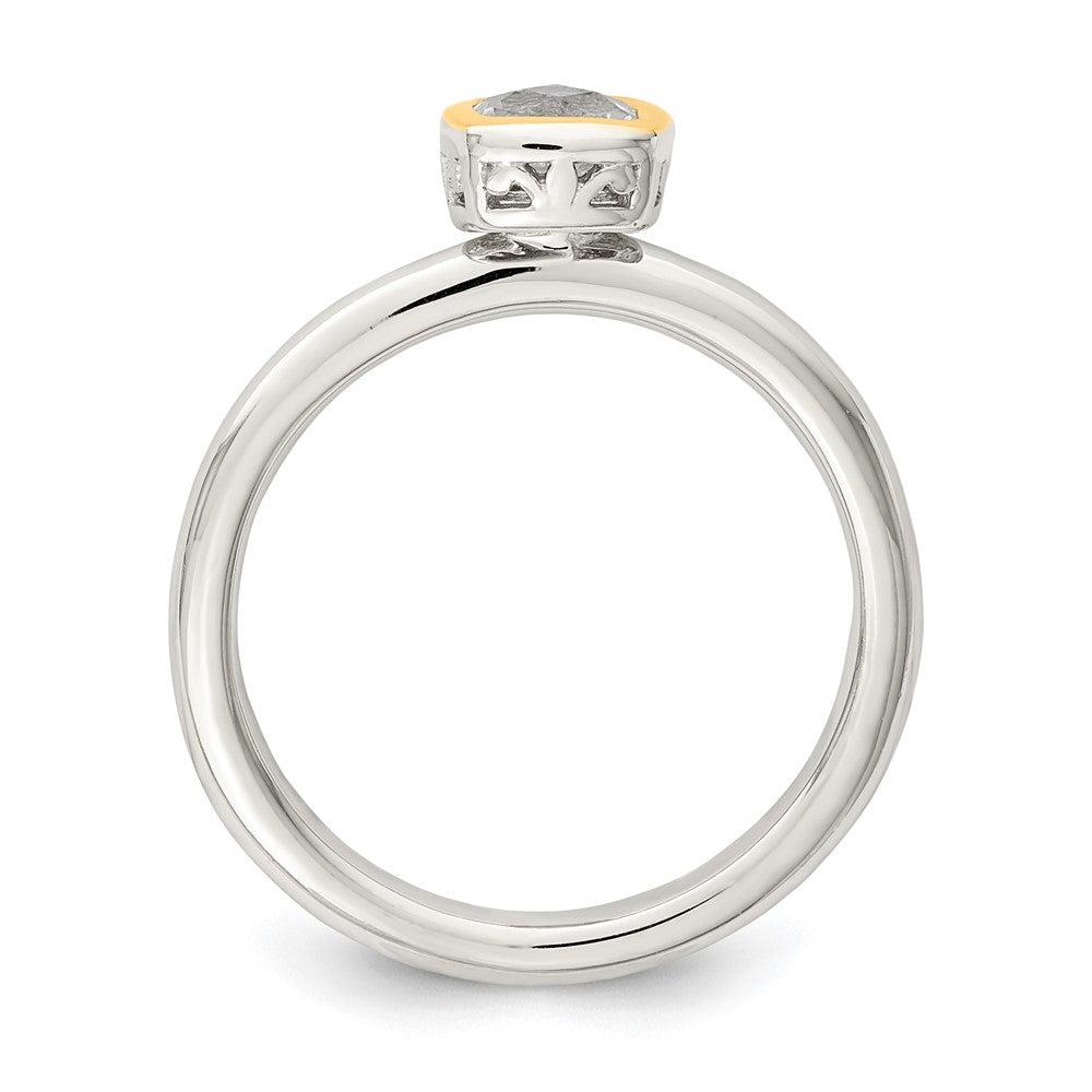 14K/Silver Two Tone Shey Couture Sterling Silver Rhodium Plated With 14K Accent Polished Cushion Cut White Topaz Ring