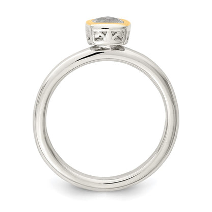 14K/Silver Two Tone Shey Couture Sterling Silver Rhodium Plated With 14K Accent Polished Cushion Cut White Topaz Ring