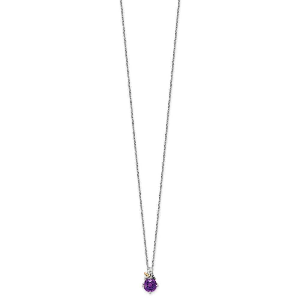 14K/Silver Two Tone Shey Couture Sterling Silver With 14K Accent 18 Inch Round Amethyst Necklace 2 Extender