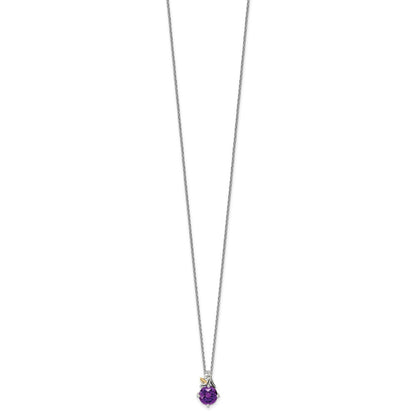 14K/Silver Two Tone Shey Couture Sterling Silver With 14K Accent 18 Inch Round Amethyst Necklace 2 Extender