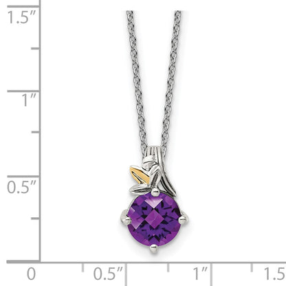 14K/Silver Two Tone Shey Couture Sterling Silver With 14K Accent 18 Inch Round Amethyst Necklace 2 Extender