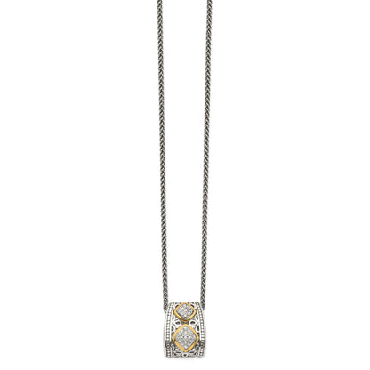 14K/Silver Two Tone Shey Couture Sterling Silver Antiqued With 14K Accent Diamond 18 Inch Necklace