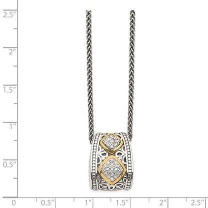14K/Silver Two Tone Shey Couture Sterling Silver Antiqued With 14K Accent Diamond 18 Inch Necklace