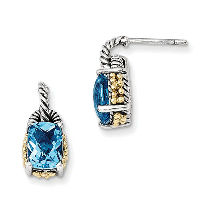 14K/Silver Two Tone Sterling Silver 14K Sky Blue Topaz Earrings