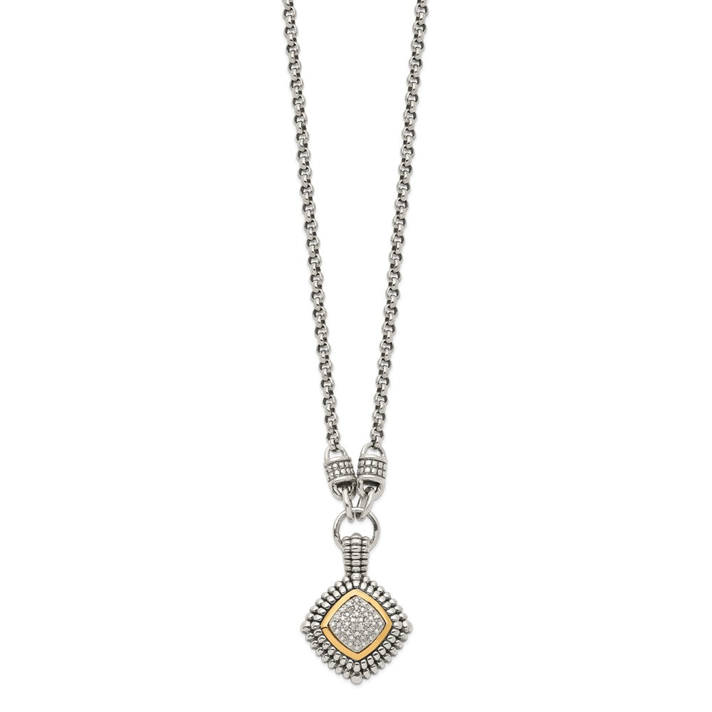14K/Silver Two Tone Shey Couture Sterling Silver With 14K Accent 17 Inch Antiqued Diamond Necklace