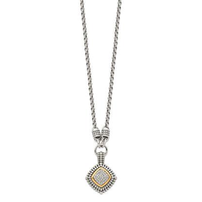 14K/Silver Two Tone Shey Couture Sterling Silver With 14K Accent 17 Inch Antiqued Diamond Necklace