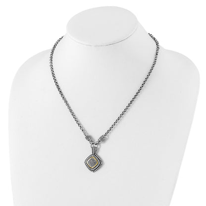 14K/Silver Two Tone Shey Couture Sterling Silver With 14K Accent 17 Inch Antiqued Diamond Necklace