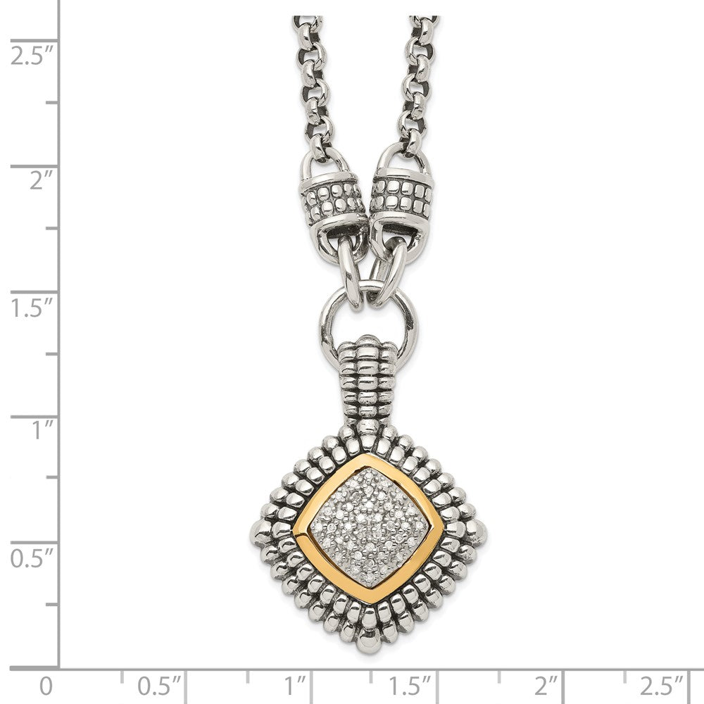 14K/Silver Two Tone Shey Couture Sterling Silver With 14K Accent 17 Inch Antiqued Diamond Necklace