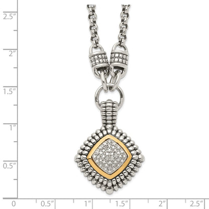 14K/Silver Two Tone Shey Couture Sterling Silver With 14K Accent 17 Inch Antiqued Diamond Necklace