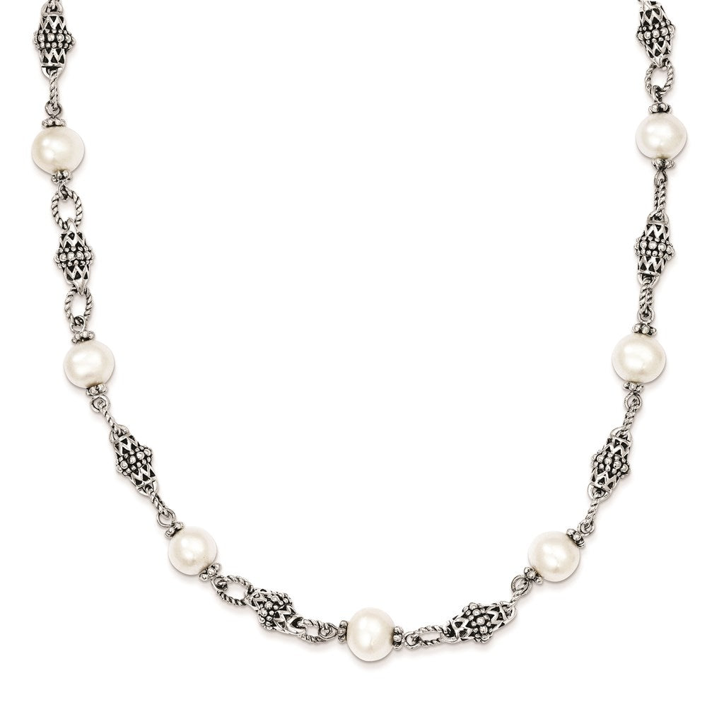 Sterling Silver Shey Couture 20 Inch Antiqued 8 8.5mm Freshwater Cultured Pearl Necklace
