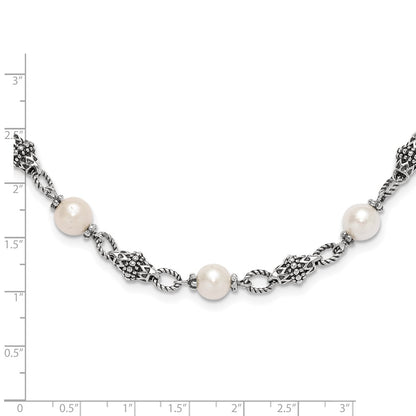 Sterling Silver Shey Couture 20 Inch Antiqued 8 8.5mm Freshwater Cultured Pearl Necklace