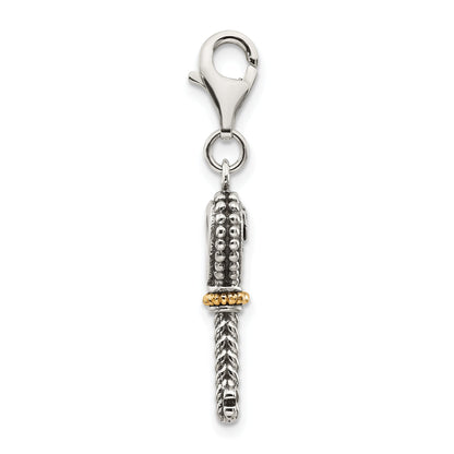 14K/Silver Two Tone Shey Couture Sterling Silver With 14K Accent Antiqued Heart Citrine Key Lobster Clasp Charm