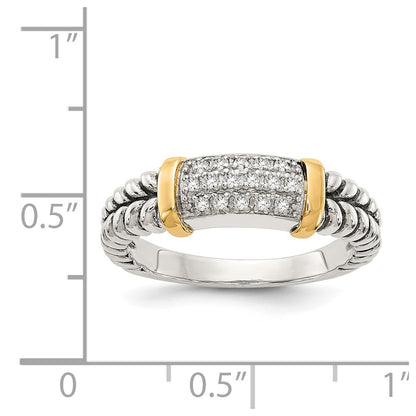 14K/Silver Two Tone Shey Couture Sterling Silver With 14K Accent Antiqued Diamond Ring