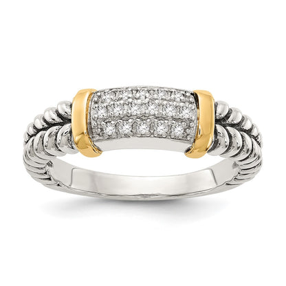 14K/Silver Two Tone Shey Couture Sterling Silver With 14K Accent Antiqued Diamond Ring