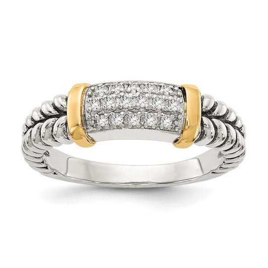 14K/Silver Two Tone Shey Couture Sterling Silver With 14K Accent Antiqued Diamond Ring