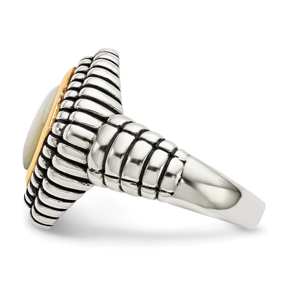 14K/Silver Two Tone Shey Couture Sterling Silver With 14K Accent Antiqued Mother Of Pearl Ring