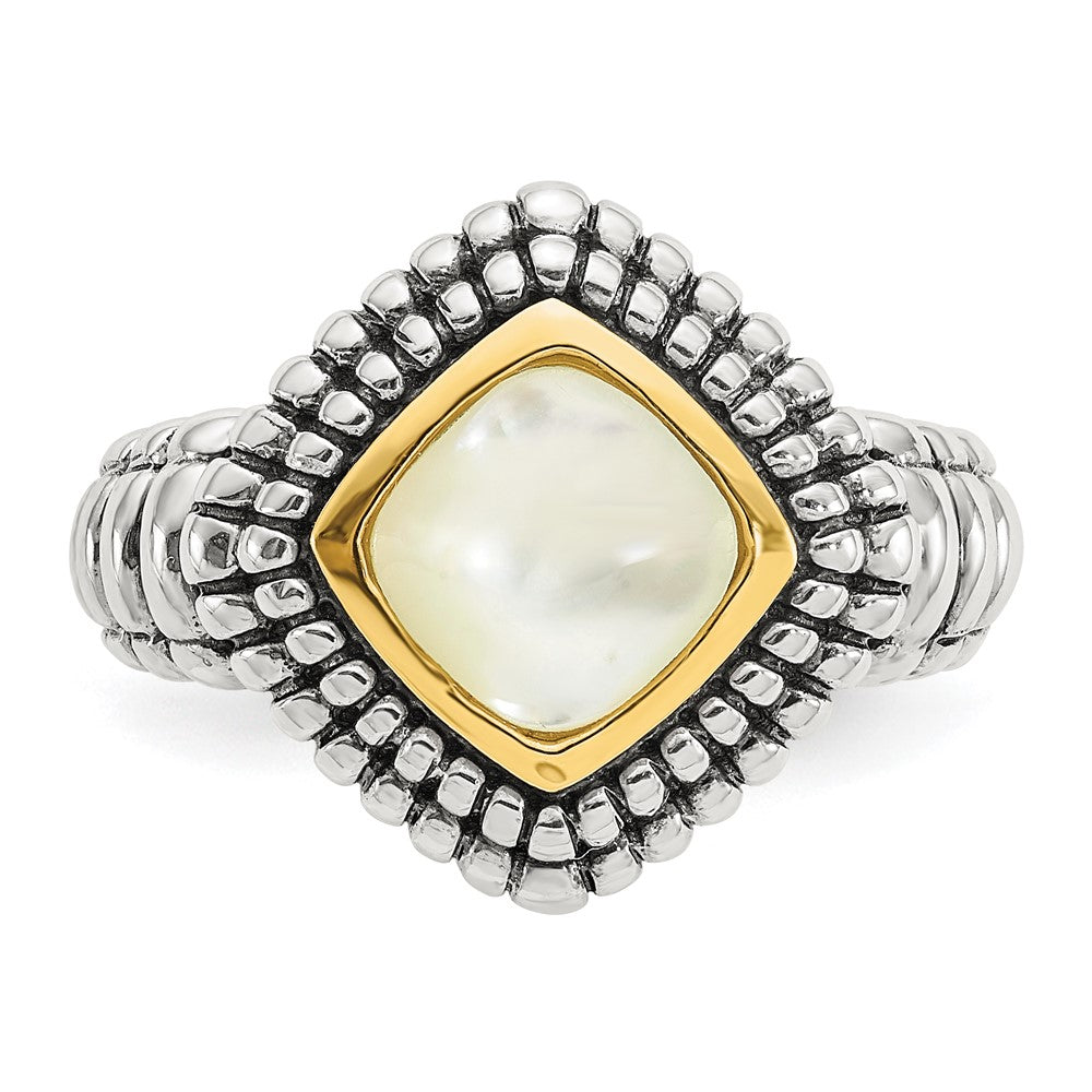 14K/Silver Two Tone Shey Couture Sterling Silver With 14K Accent Antiqued Mother Of Pearl Ring