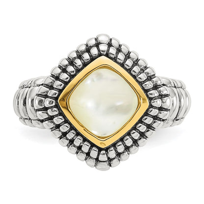 14K/Silver Two Tone Shey Couture Sterling Silver With 14K Accent Antiqued Mother Of Pearl Ring