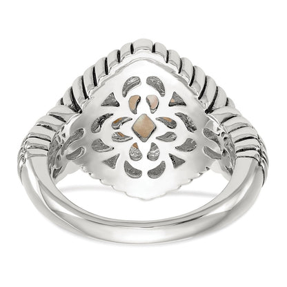 14K/Silver Two Tone Shey Couture Sterling Silver With 14K Accent Antiqued Mother Of Pearl Ring