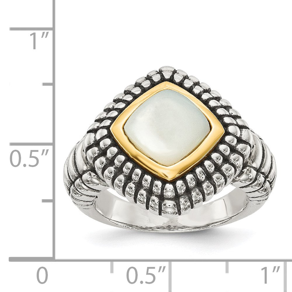 14K/Silver Two Tone Shey Couture Sterling Silver With 14K Accent Antiqued Mother Of Pearl Ring