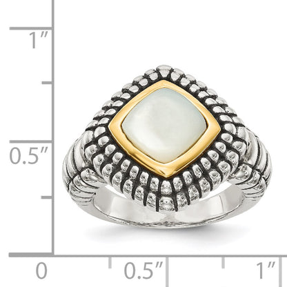 14K/Silver Two Tone Shey Couture Sterling Silver With 14K Accent Antiqued Mother Of Pearl Ring
