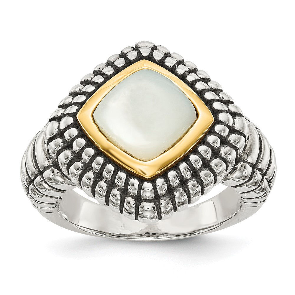 14K/Silver Two Tone Shey Couture Sterling Silver With 14K Accent Antiqued Mother Of Pearl Ring