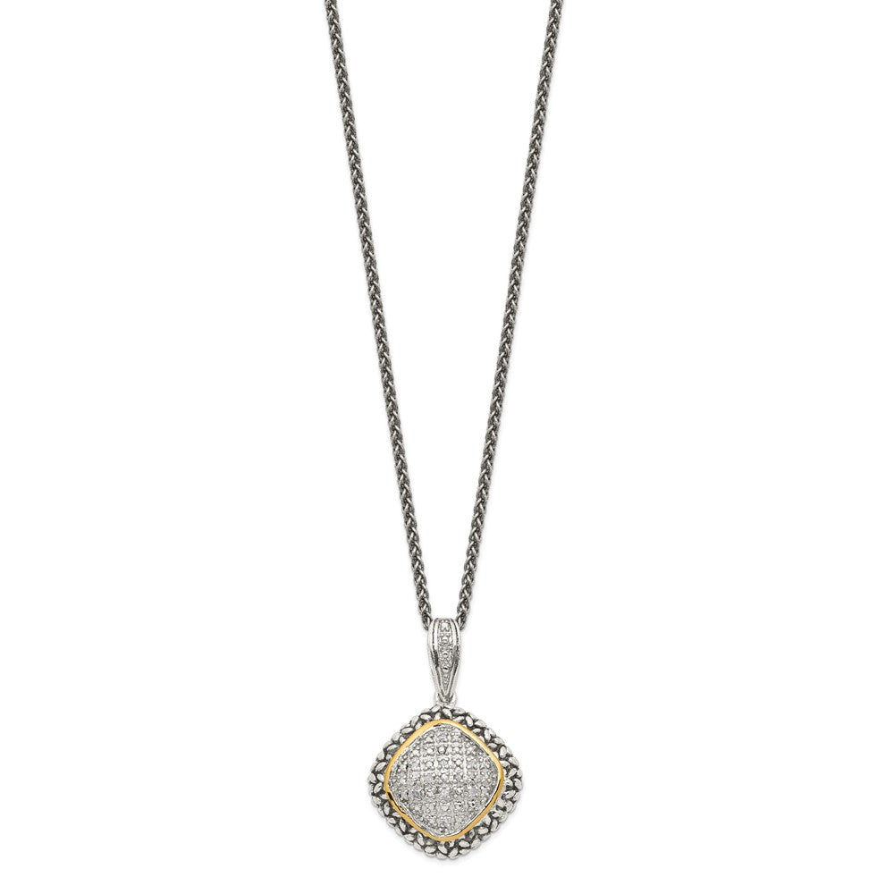 14K/Silver Two Tone Shey Couture Sterling Silver With 14K Accent 18 Inch Antiqued Diamond Necklace