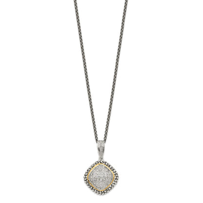 14K/Silver Two Tone Shey Couture Sterling Silver With 14K Accent 18 Inch Antiqued Diamond Necklace
