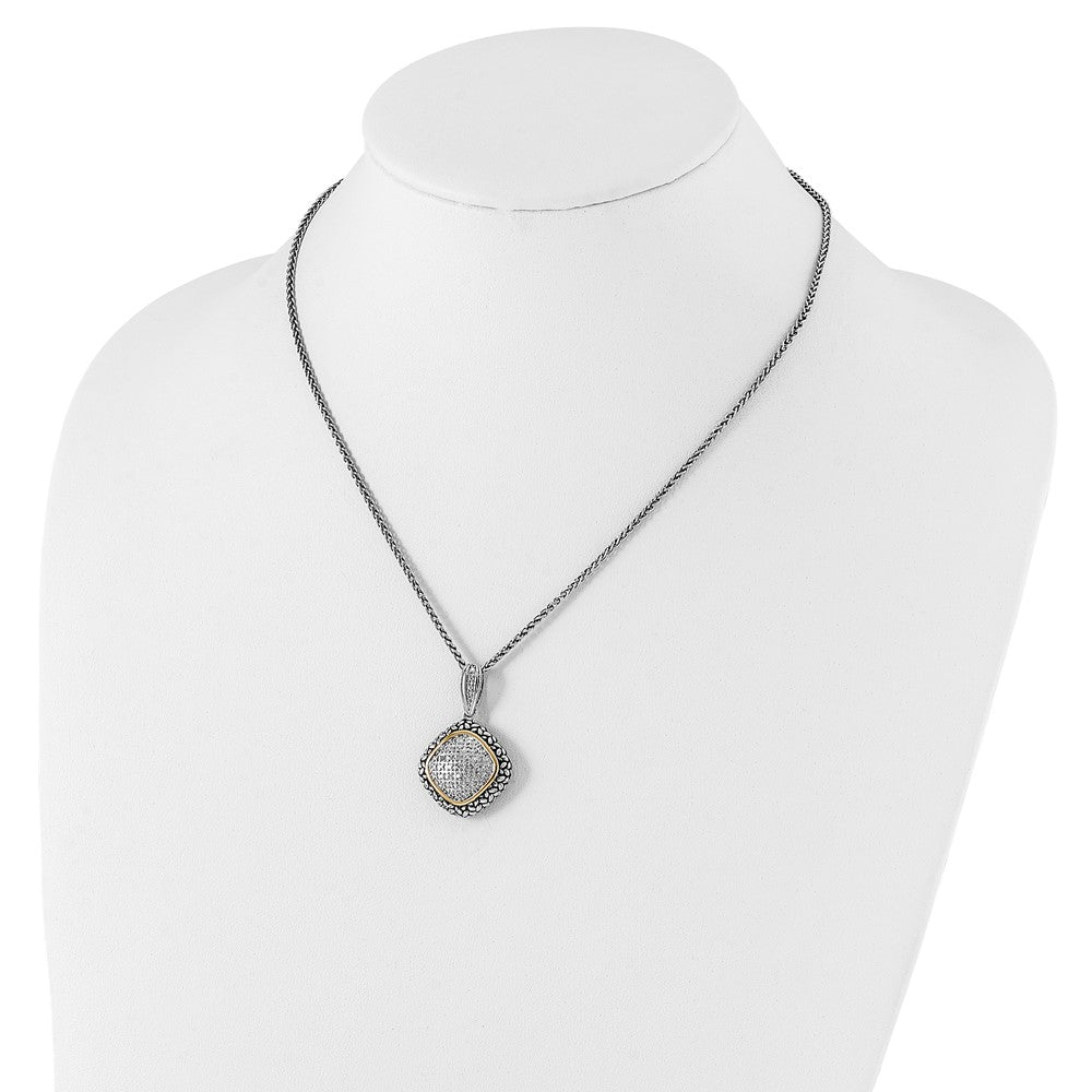 14K/Silver Two Tone Shey Couture Sterling Silver With 14K Accent 18 Inch Antiqued Diamond Necklace