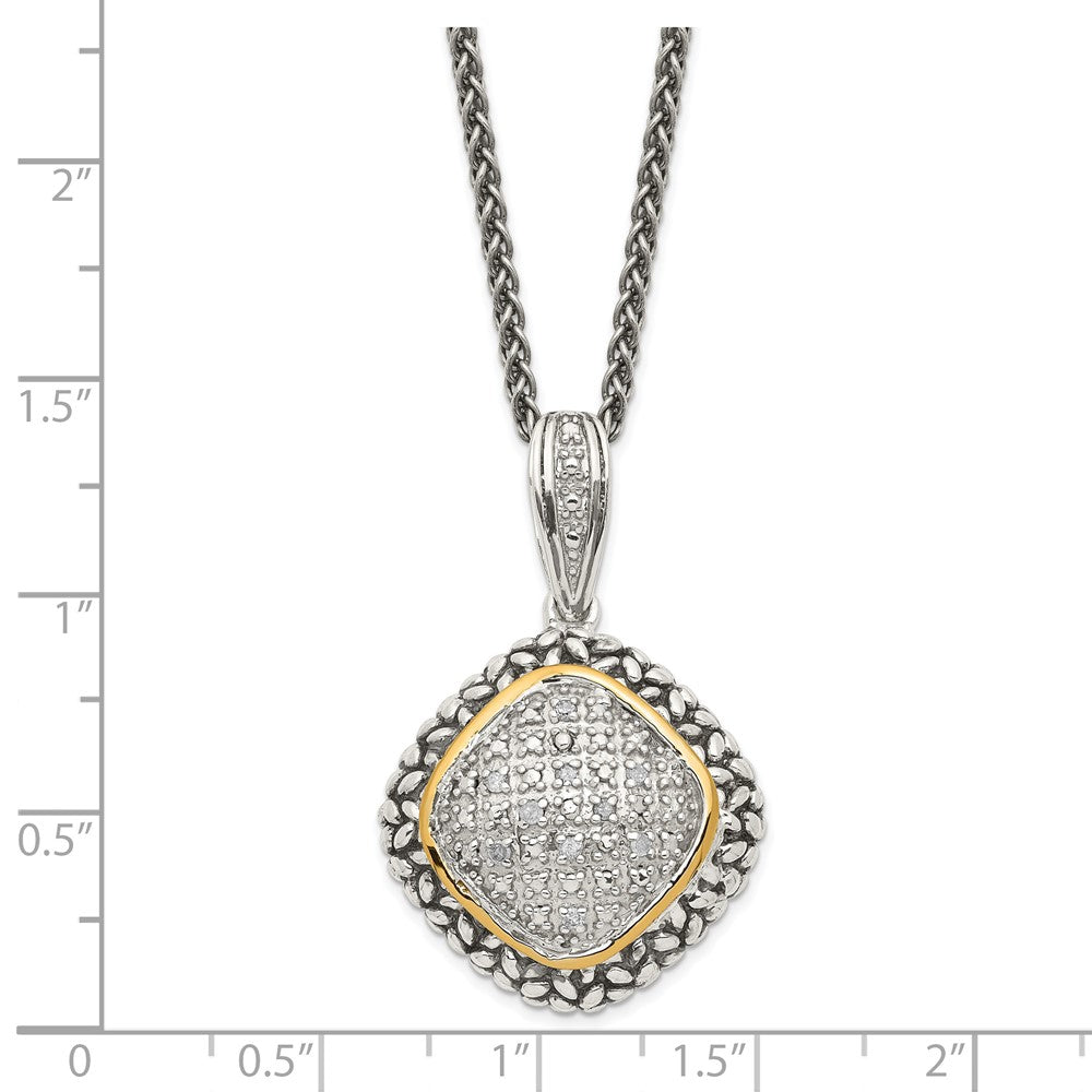 14K/Silver Two Tone Shey Couture Sterling Silver With 14K Accent 18 Inch Antiqued Diamond Necklace
