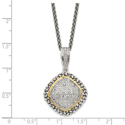 14K/Silver Two Tone Shey Couture Sterling Silver With 14K Accent 18 Inch Antiqued Diamond Necklace
