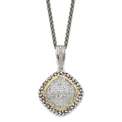 14K/Silver Two Tone Shey Couture Sterling Silver With 14K Accent 18 Inch Antiqued Diamond Necklace