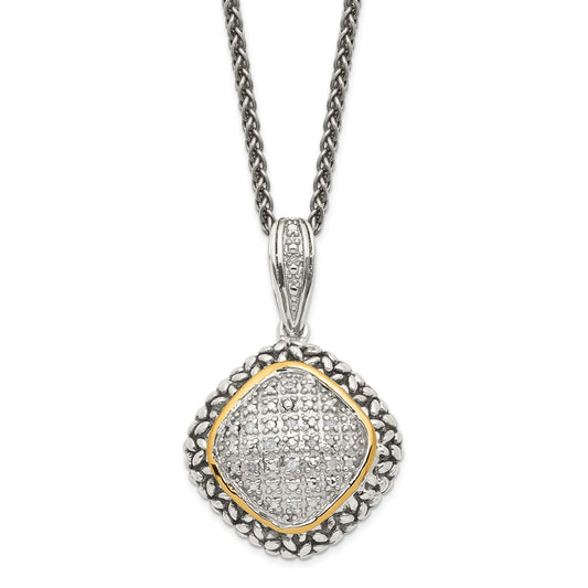 14K/Silver Two Tone Shey Couture Sterling Silver With 14K Accent 18 Inch Antiqued Diamond Necklace
