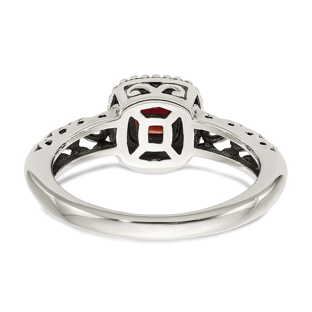 14K/Silver Two Tone Shey Couture Sterling Silver With 14K Accent Antiqued Cushion Garnet Ring